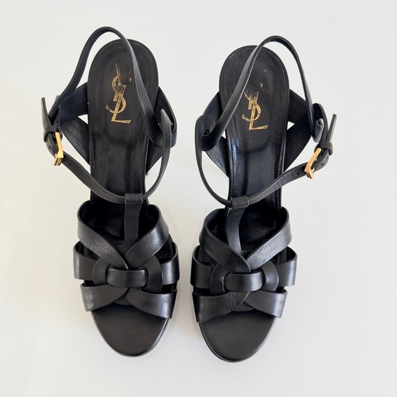 Saint Laurent Black Strappy Heels - Picture 10 of 15
